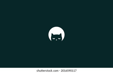 Black Cat sitting Logo vector. Home pet veterinary clinic icon