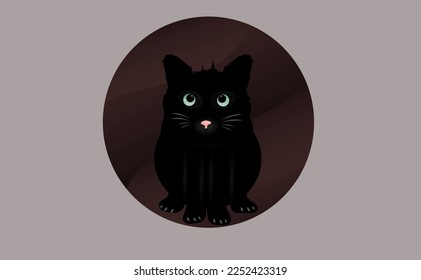 black cat sitting on circle background eps 10