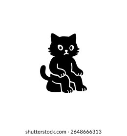Black cat sitting on a toilet