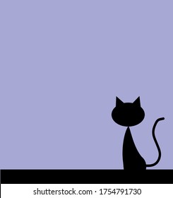 Gato negro sentado en la pared