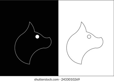 Black Cat sitting smiling Logo design vector template Negative space style. Home pet veterinary clinic store Logotype concept icon