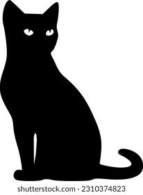 Black cat sitting vector illustration