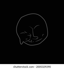 a black cat sleeping flat illustration for logo, petshop, pet website, cat website, wallpaper, animal, pet caring, and many more