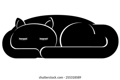 Black Cat sleeping illustration