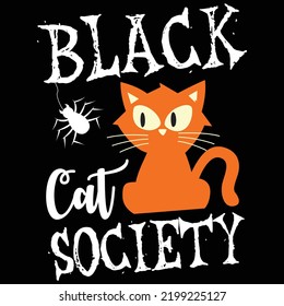 Black Cat Society, Happy Halloween Shirt Print Template, Witch Bat Cat Scary House Dark Green Riper Boo Squad Grave Pumpkin Skeleton Spooky Trick Or Treat