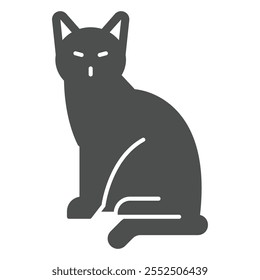 Black cat solid icon, domestic pet concept. Vector graphics. Wild cat sign on white background, glyph style icon for mobile or web design