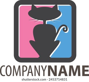 Black Cat in Square Logo