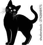 Black Cat Standing Silhouette Illustration