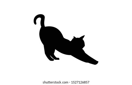 Black cat, cat standing silhouette. vector silhouette