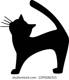 vector de ilustración de estiramiento de gato negro