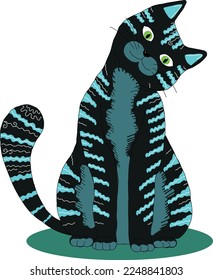 Black cat with stripes.  Vector file for designs.