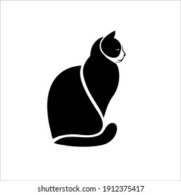 Black Cat Symbol Logo. Tattoo Design. Vector Illustration.