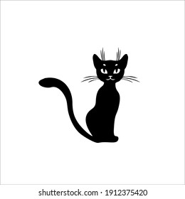 Black Cat Symbol Logo. Tattoo Design. Vector Illustration.