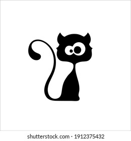 Black Cat Symbol Logo. Tattoo Design. Vector Illustration.