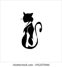 Black Cat Symbol Logo. Tattoo Design. Vector Illustration.