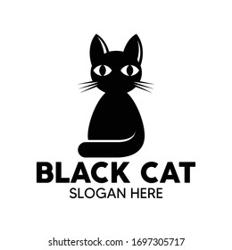 black cat tail logo vector illustration