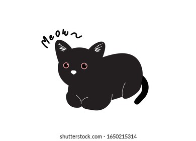 Black cat takes a rest, vecter