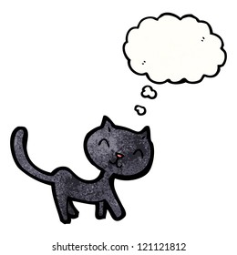 gato negro con burbuja de pensamiento
