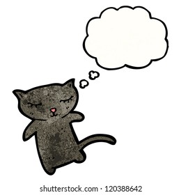 gato negro con viñeta de burbuja de pensamiento
