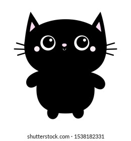 Cute Wonder Black Cat Big Eyes Stock Vector (Royalty Free) 1114992305