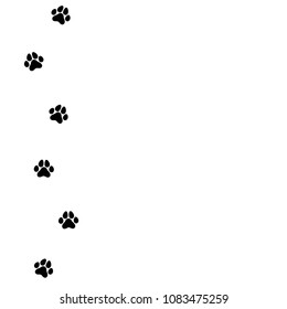 black cat trace.  icon isolated on white. Vector flat illustration. White background with kitty paw footprint, footstep.