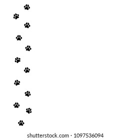 black cat trace.  icon isolated on white. Vector flat illustration. White background with kitty paw footprint, footstep.