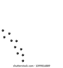 black cat trace.  icon isolated on white. Vector flat illustration. White background with kitty paw footprint, footstep.