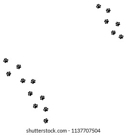 black cat trace.  icon isolated on white. Vector flat illustration. White background with kitty paw footprint, footstep.