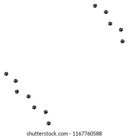 black cat trace.  icon isolated on white. Vector flat illustration. White background with kitty paw footprint, footstep.