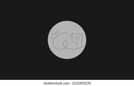 Black CAT with triangle outside. Creative modern premium illustration.