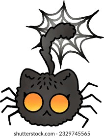 A black cat turns into a spider for Halloween