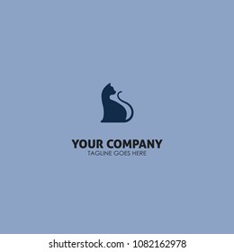 Black cat vector design logo template
