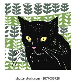 Black cat vector. Home black cat vector