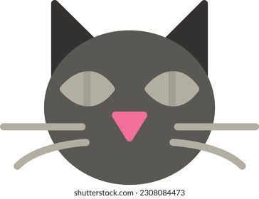 Black Cat Vector Icon Flat Style