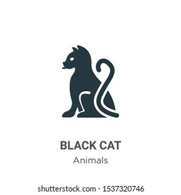 Black cat vector icon on white background. Flat vector black cat icon symbol sign from modern animals collection for mobile concept and web apps design.