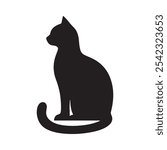 black cat, vector icon, silhouette