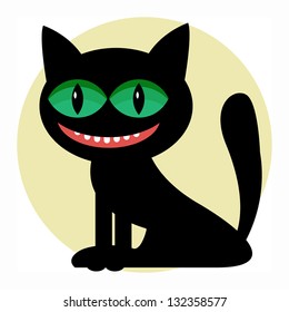 Black cat, vector illustration