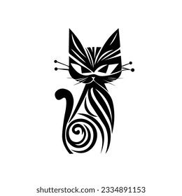Gato negro, ilustración vectorial, imagen abstracta.