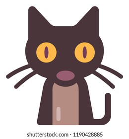 Black cat vector illustration in flat color design