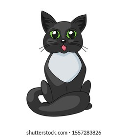 Black cat vector illustration isolated on white background