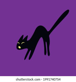 Black cat - vector illustration, isolated. Element of design for Halloween, party invitation, greeting card, template of sticker or badge