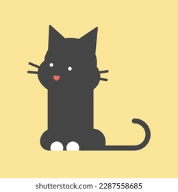 Black cat vector illustration. Kitty drawing