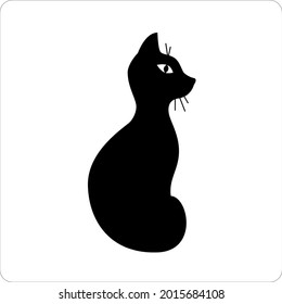Schwarze Katze. Vektorgrafik.  Sketchy. Auf weißem Hintergrund. Symbol oder Logo.
