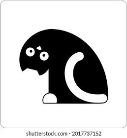Black cat. Vector illustration.  Sketchy. On white background. Icon or logo.