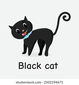 Black Cat Vector Illustration: Spooky Halloween Feline Design