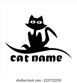 black cat vector logo design creative