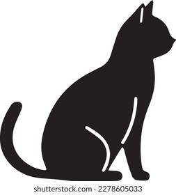 Black cat vector. Cat outline.
