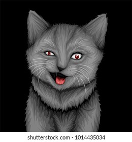 Black Cat Vector Portrait isolated on Blank Background