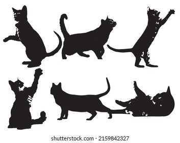 Black Cat Vector Silhouette Set of Cats Vector Image free eps