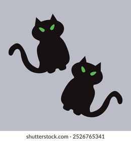 Vector de gato negro, Vector de gato de bruja, Vector de gato negro especial de halloween 